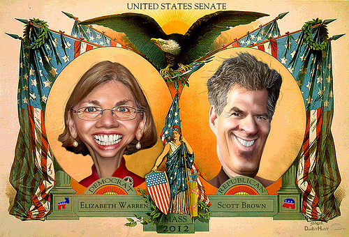 Elizabeth Warren and Scott Brown