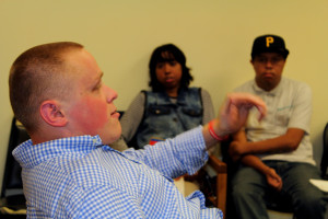 James Breen speaks to a captivated crowd at our Andover location on Tuesday.